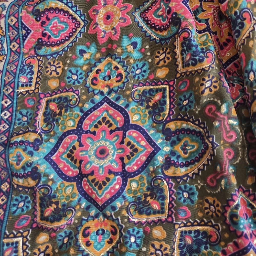Slayer Black Label Paisley Print Ruffle Dress Long Sleeve Elastic Tie Waist - Picture 13 of 13